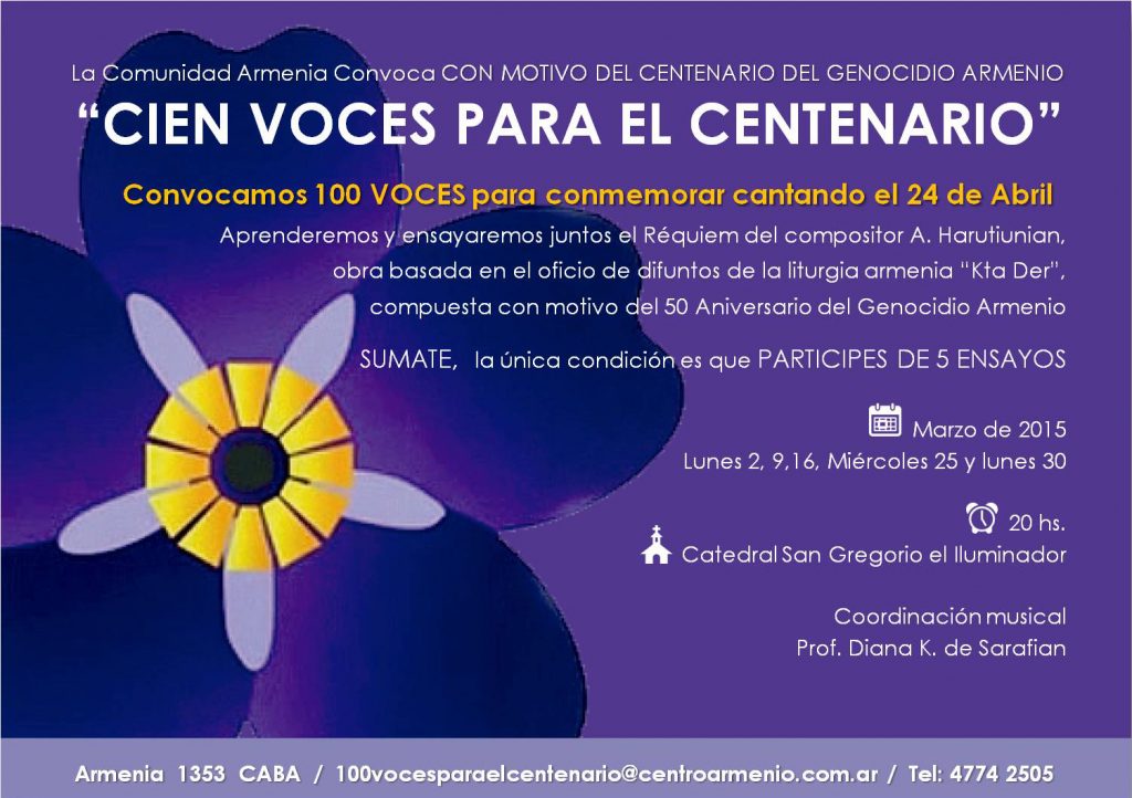 Flyer 100 voces Centenario